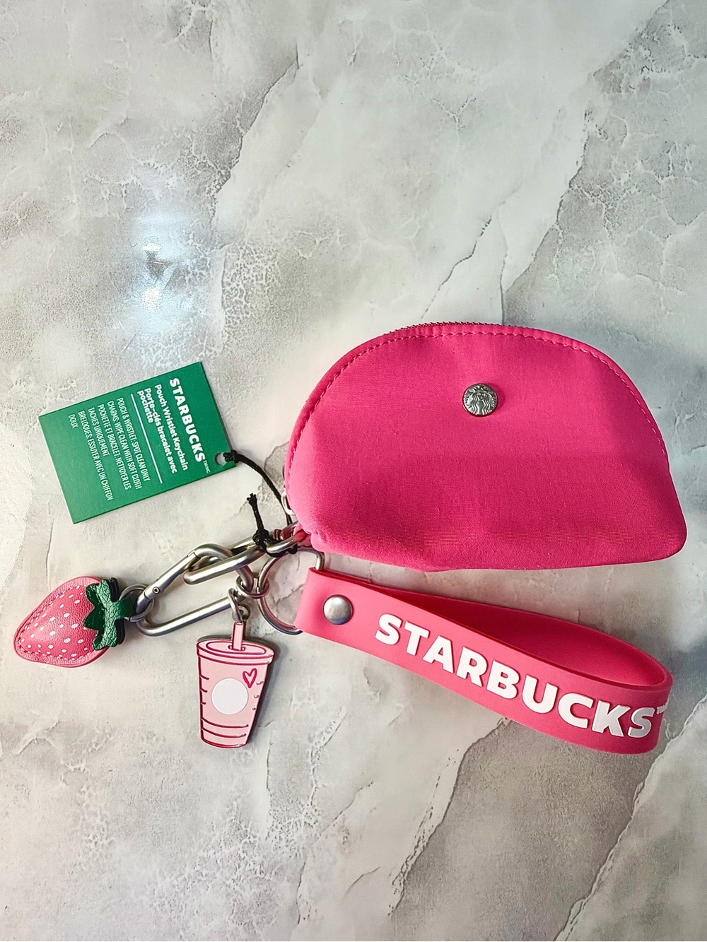 Starbucks Pink vibes Collection Pouch Wristlet Keychain - NWT, Pink Drink